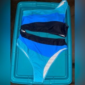 SHEIN brand new Blue Navy and Teal Cutout Swimsuit size XL